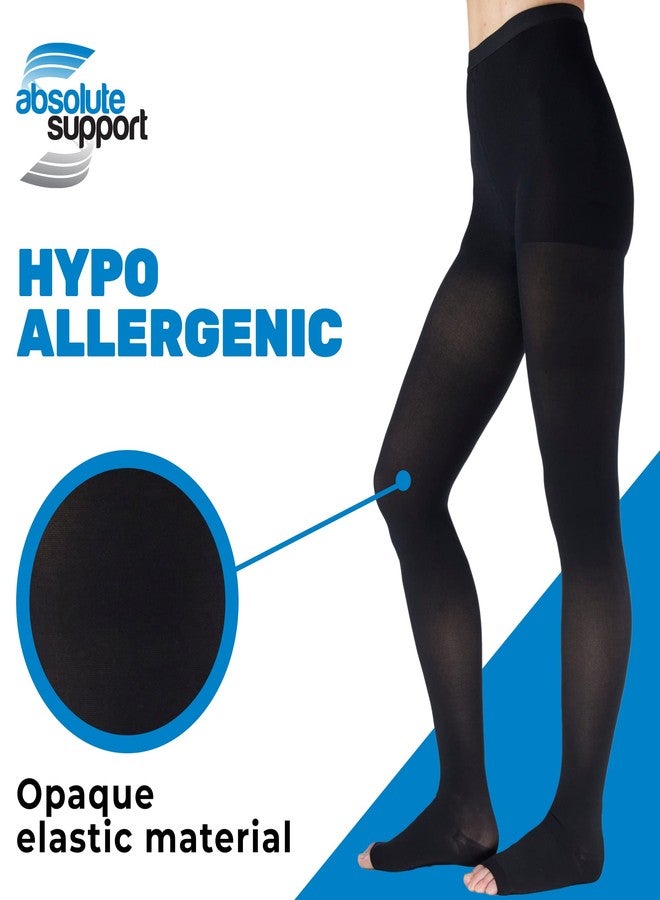 ABSOLUTE SUPPORT Plus Size Opaque Compression Pantyhose for Women 20-30mmHg - Toeless Compression High Waist Tights for Lymphedema, Varicose Veins Circulation, Post Surgery - Black, 7X-Large - A214BL10 - Image 3